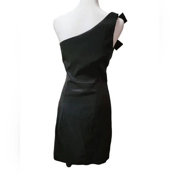 Jackie Jon NY Womens Size 8 Black Asymmetrical One-Shoulder Cocktail Midi Dress - Picture 5 of 7